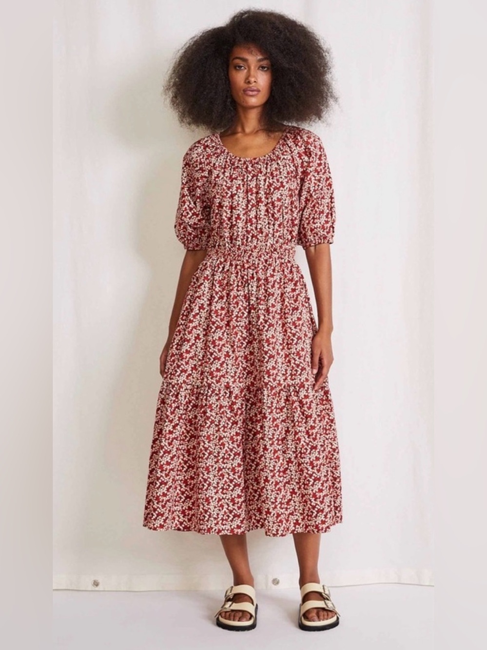 EUC Apiece Apart Red Floral Nova Midi Dress